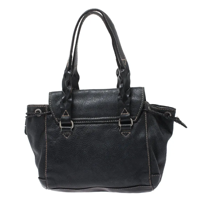 AIGNER Black Leather Small Satchel
