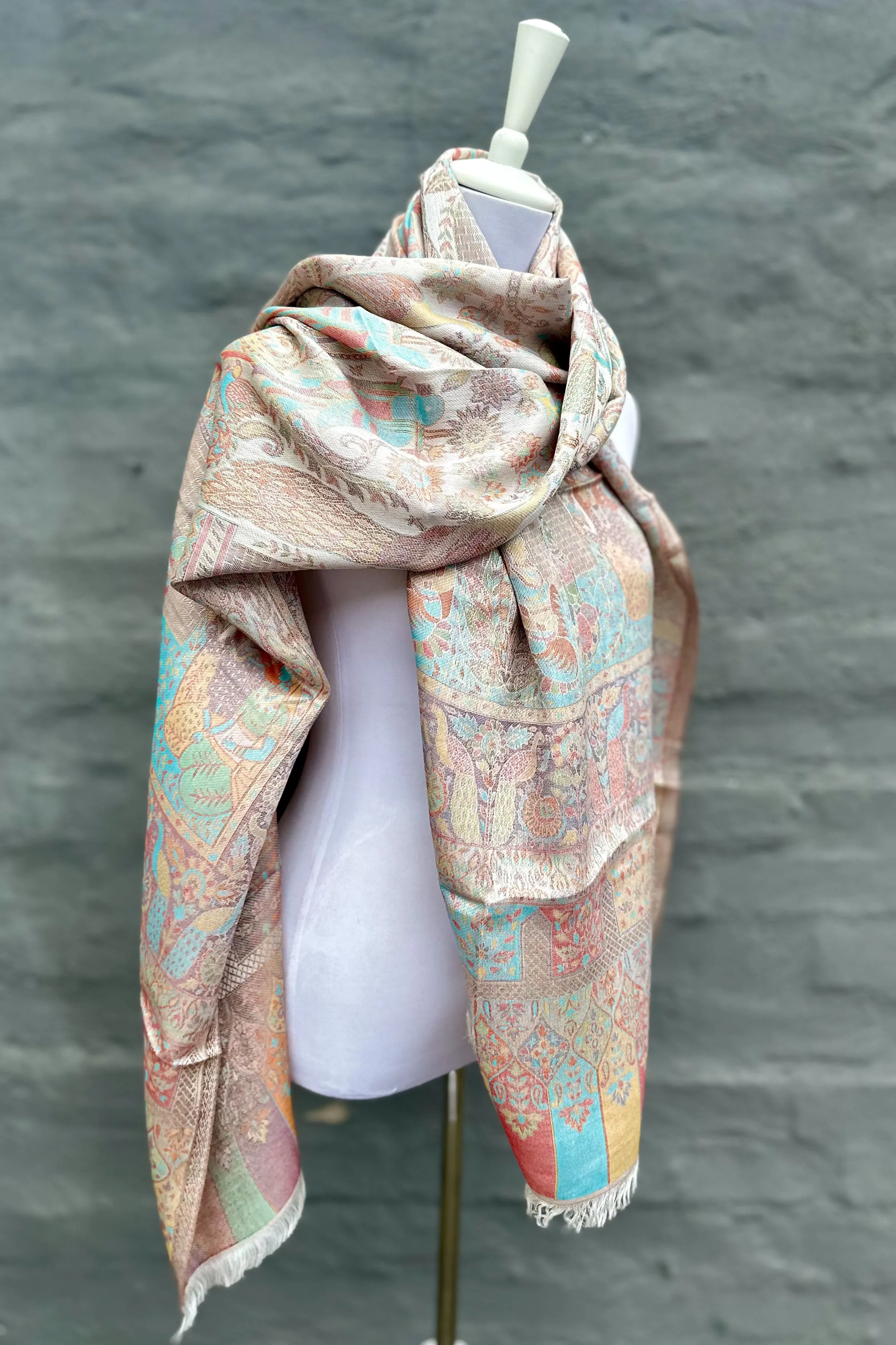 Cashmere & Bamboo Scarf In Pastel Garden