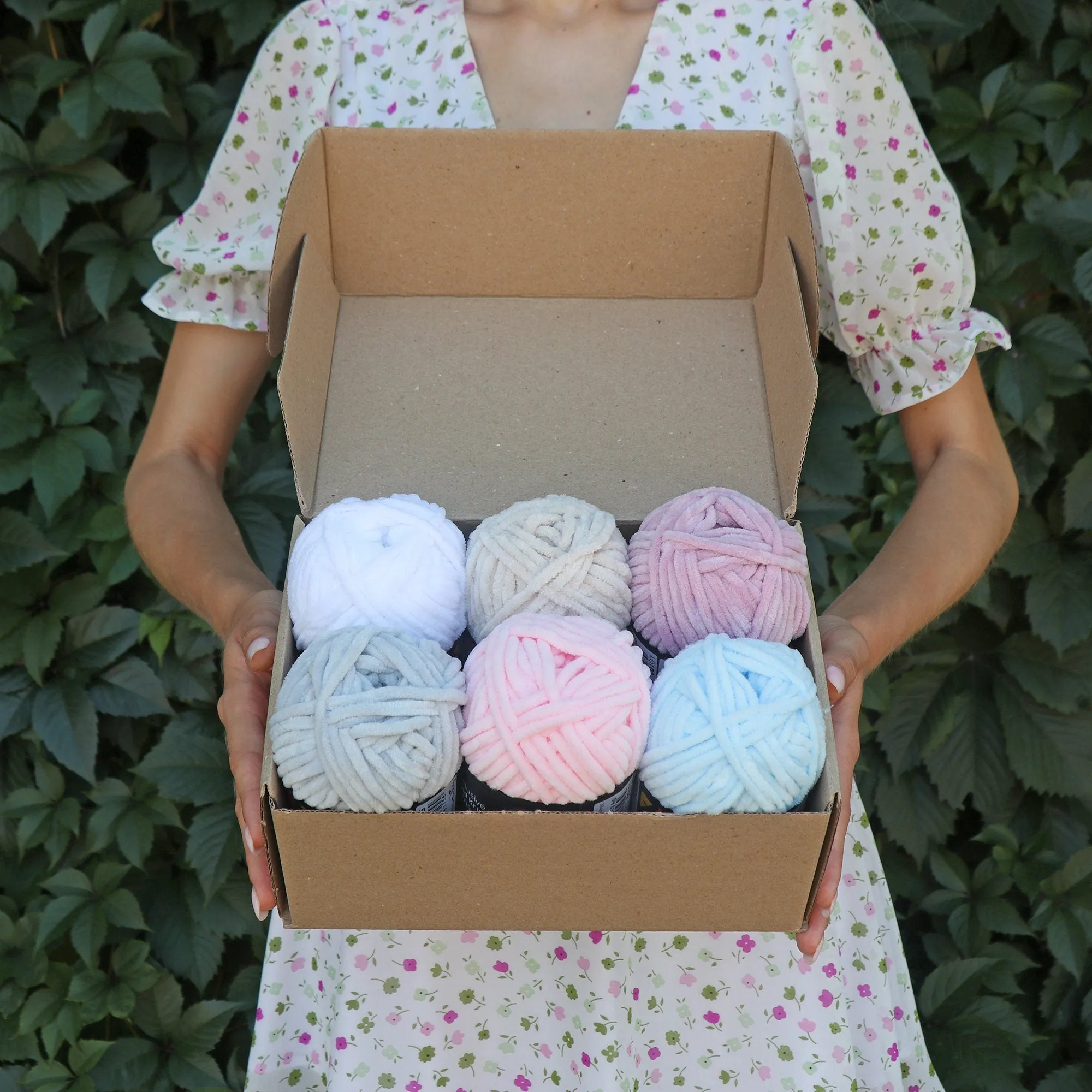 Chenille Yarn Set of 6 Skeins, 1.75 oz / 65.7 yds