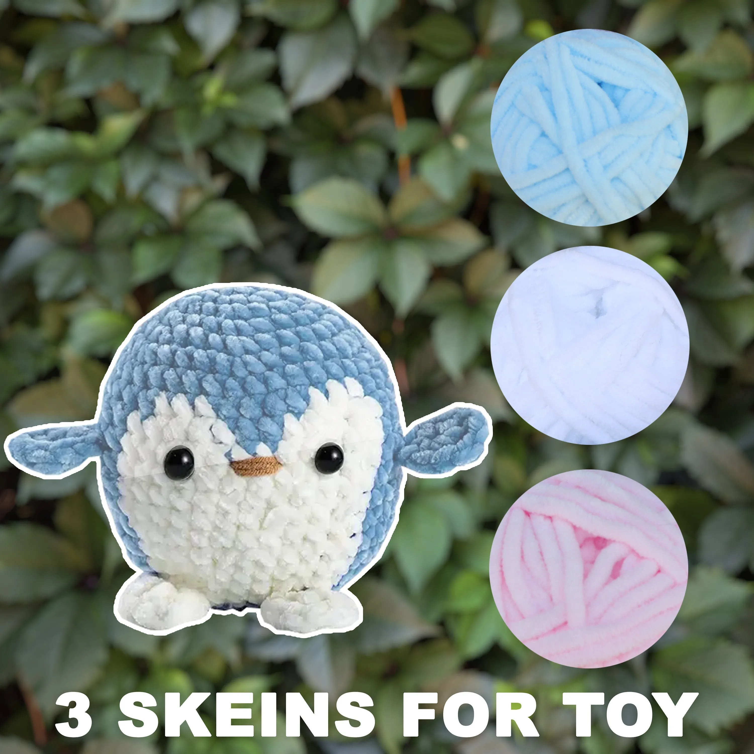 Chenille Yarn Set of 6 Skeins, 1.75 oz / 65.7 yds