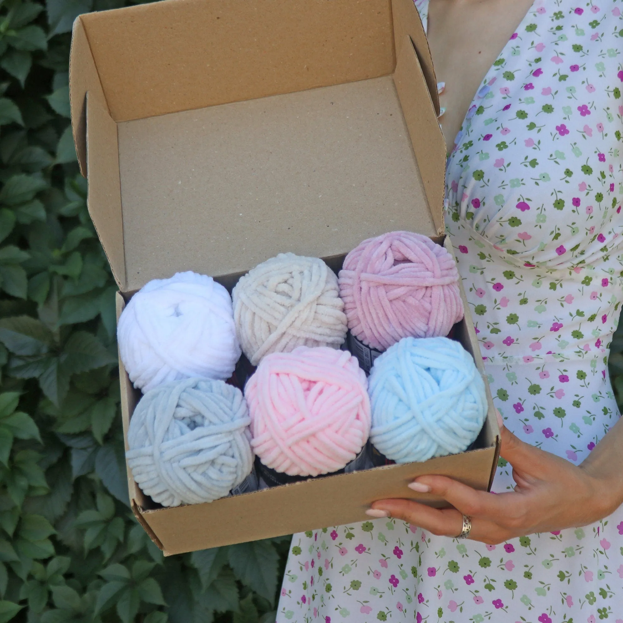 Chenille Yarn Set of 6 Skeins, 1.75 oz / 65.7 yds