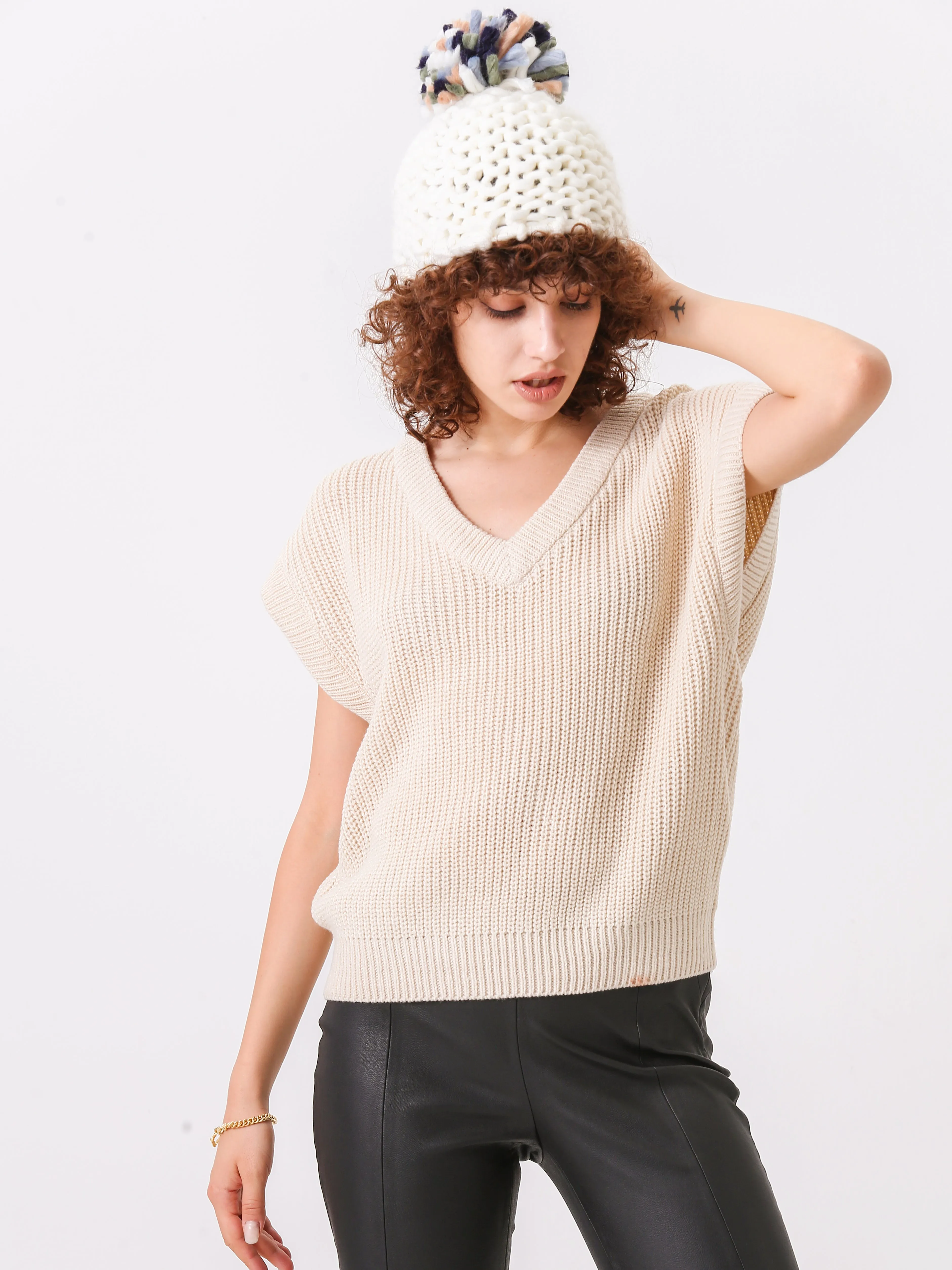 Chunky Knit Pompom Beanie