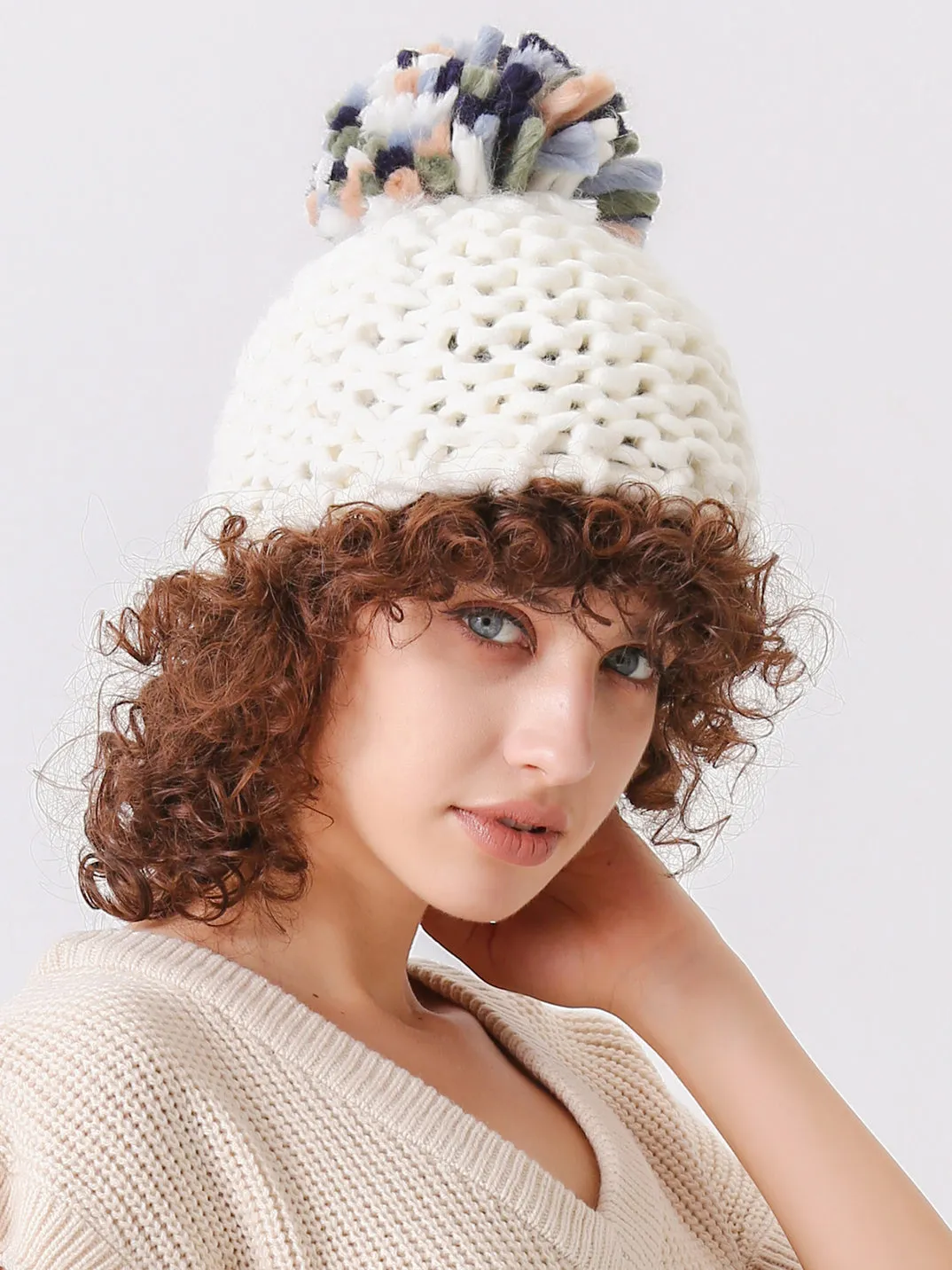 Chunky Knit Pompom Beanie