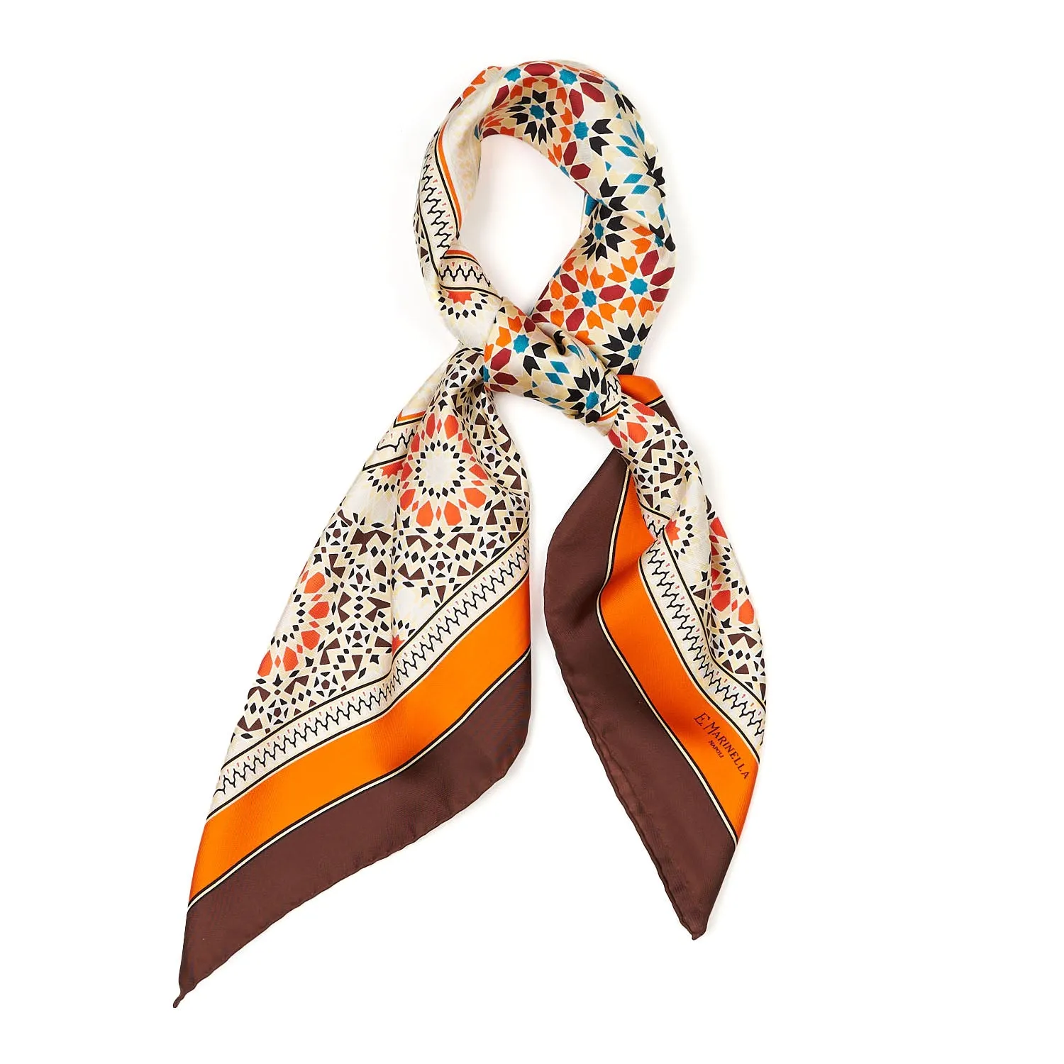DARK BROWN SILK SCARF 90