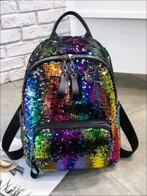 Girls 15" Multi-Color Sparkle Sequin Backpack