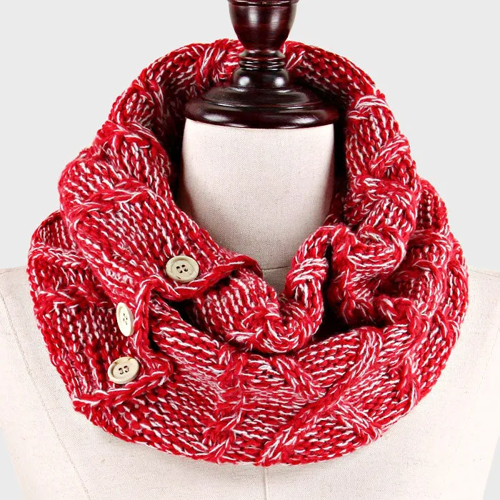 iLLASPARKZ Button Accented Two Tone Knit Infinity Snood Scarf