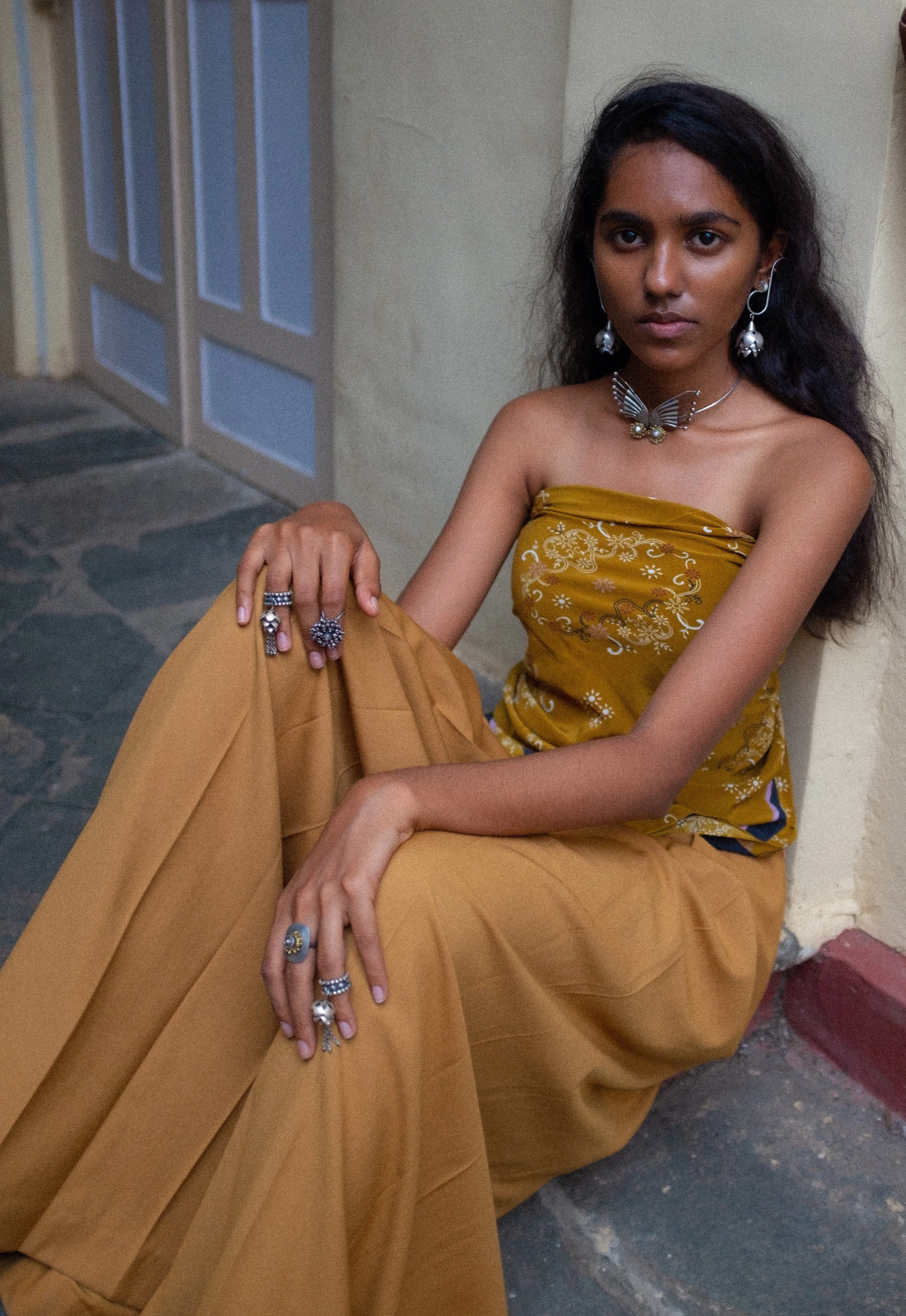 LEENA MUSTARD SILK SCARF