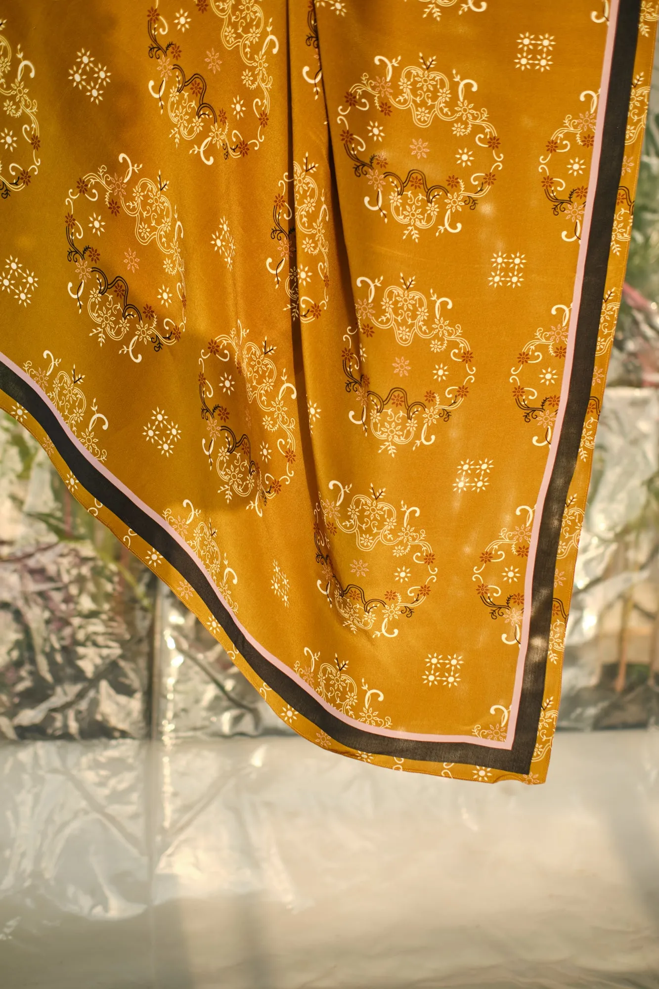 LEENA MUSTARD SILK SCARF
