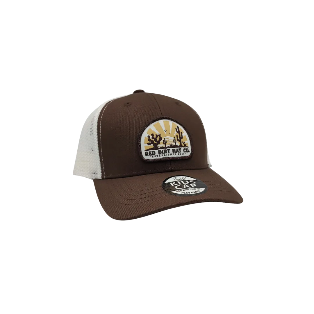 Red Dirt Hat Kid's Youth Daybreak Brown White Cap