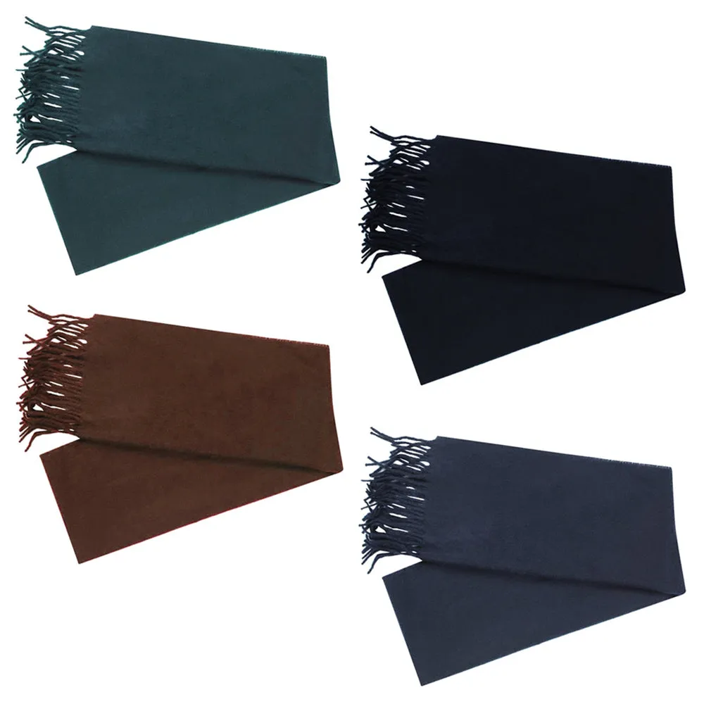Soft Cashmere Feel Scarf Winter Warm Plaid Solid Colors Scarves Mens Womens Cozy