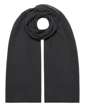 Unisex Short Ribbed Cashmere Scarf Anthracite Grey