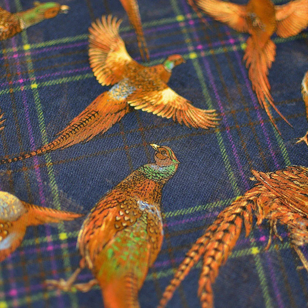 Wool Silk Pheasant Scarf in Navy Blue