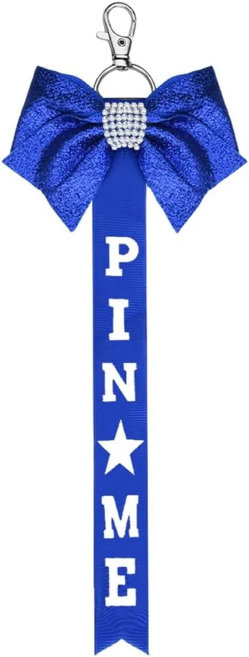YALLNASL Pin Me Cheer Keychain for Toddlers Girls Cheerleader Gifts for Teens Women Cheer Bows for Backpack School Bag